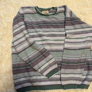 Northern Reflections Green Striped Crewneck Sweater